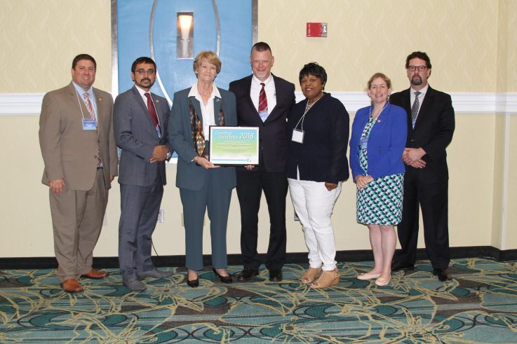 Image of (L-R) Dr. James Lane (State Superintendent of Public Instruction), Atif Qarni (State Secretary of Education), Sheilla Taylor (MARS), Aaron Kupers (MARS), Debbie Daniels (ESCC), Megan Healy (Chief Workforce Advisor to the Governor), and Randy Stamper (VCCS Vice Chancellor, Career Pathways &amp; Workforce Programs)